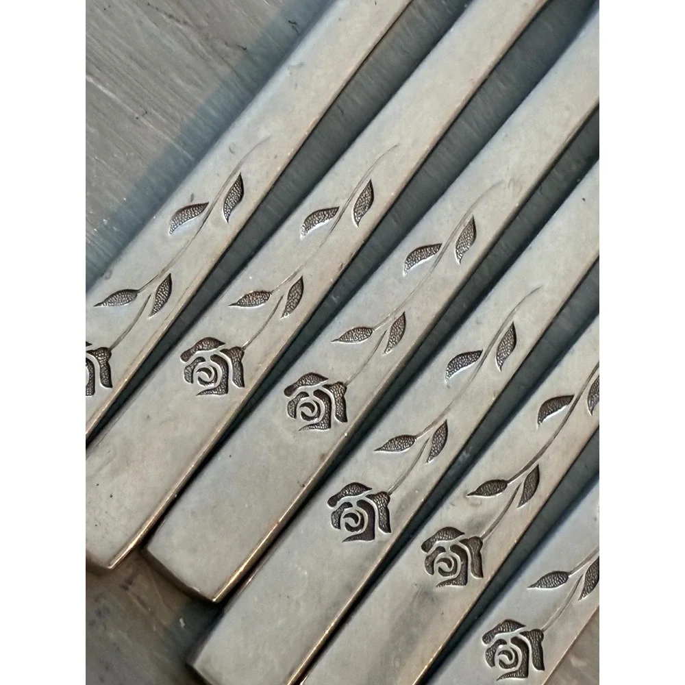 Oxford Hall 1974 Rose Stainless Steel Dinner Knives Set of 6 Japan Flatware